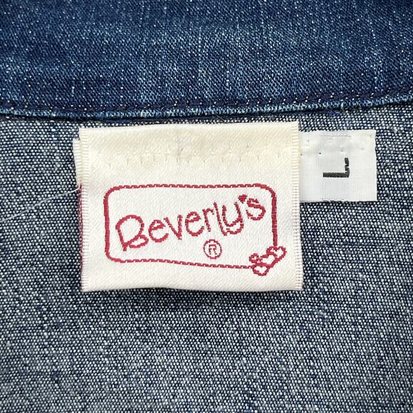 Vintage 90s Beverly's Red Fringe Denim Jacket Size Large - Picture 4 of 5